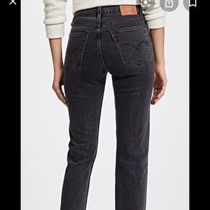 Levi’s wedgie black raw hem jeans high rise